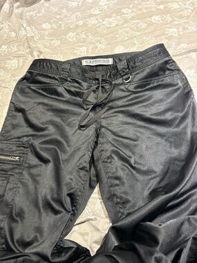 Express y2k spice girls satin black cargo pants 10